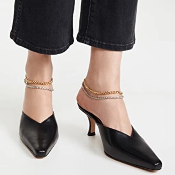 Kalda black ara 55mm ankle chain leather mules - Picture 2 of 8